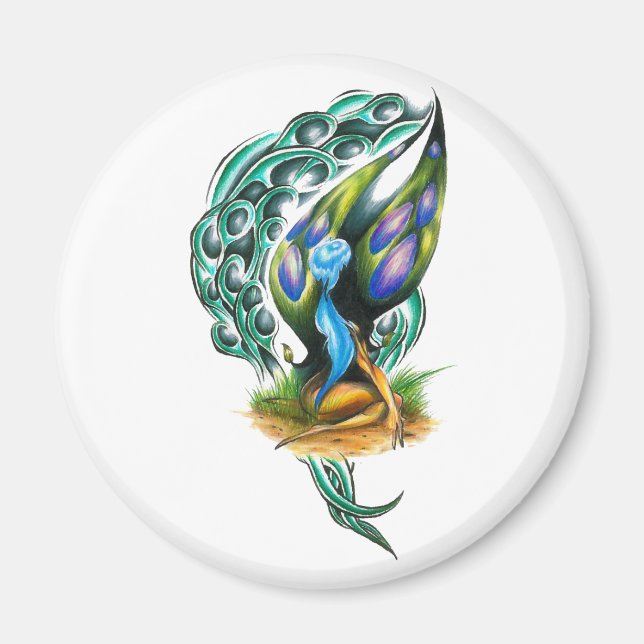 Schöne farbenfrohe keltische Fee Magnet (Vorne)