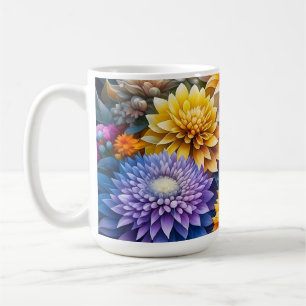 Schöne farbenfrohe KI-Kunst Blumen Personalisiert Kaffeetasse