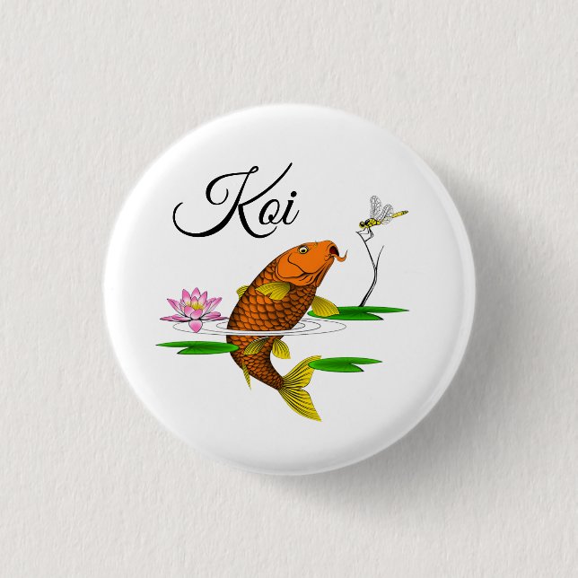 Schöne farbenfrohe Koi Illustration Button (Vorderseite)