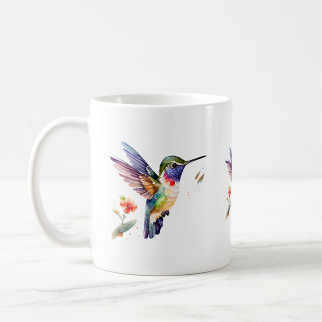 Schöne farbenfrohe Kolibri-Illustration Kaffeetasse (Links)