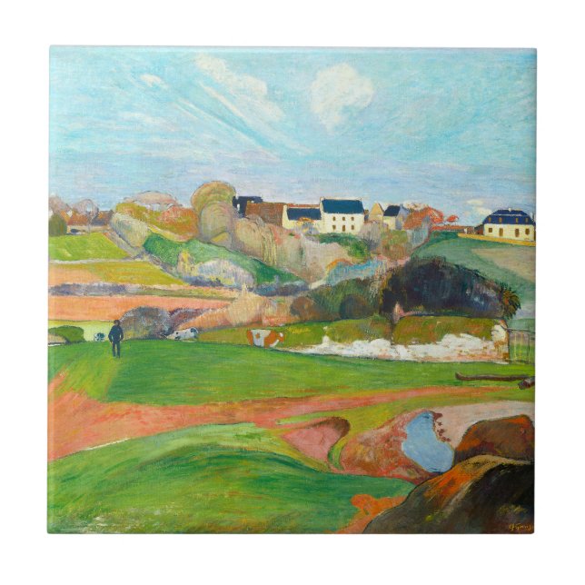 Schöne, farbenfrohe Landschaft Fliese (Vorderseite)