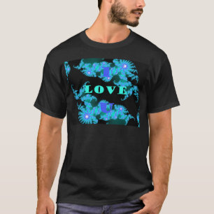 Schöne farbenfrohe Love Universum Vektordesign Kun T-Shirt