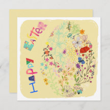 Schöne farbenfrohe Osterkarte für Eierflora