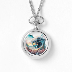 Schöne, farbenfrohe Ozeanwellen Armbanduhr