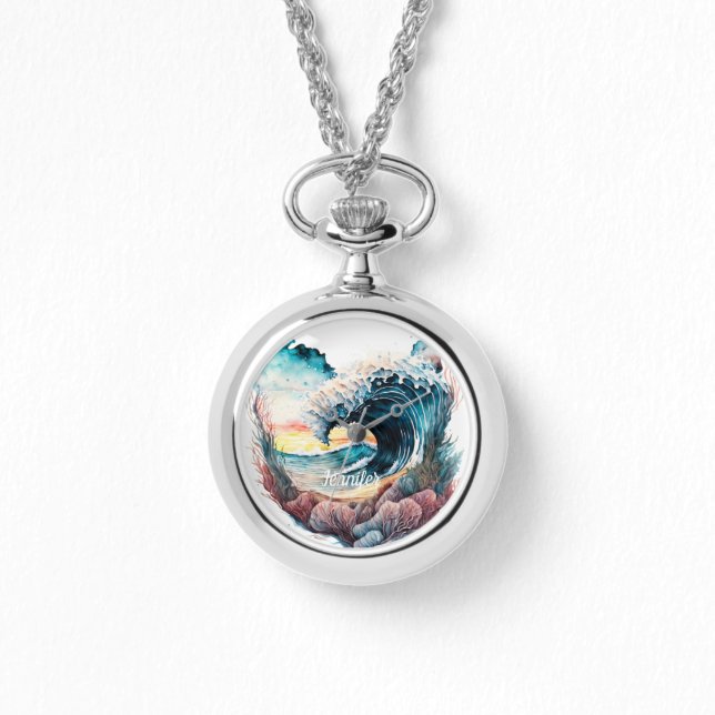 Schöne, farbenfrohe Ozeanwellen Armbanduhr (Vorderseite)