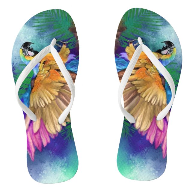 Schöne farbenfrohe Papagei Flip Flops (Fußbett)