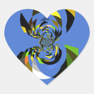 Schöne farbenfrohe Silhouette Illustrationen Herz-Aufkleber