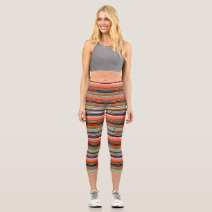 Schöne farbenfrohe Streifen Capri Leggings