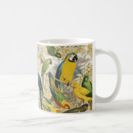 Schöne, farbenfrohe tropische Vogelparrots Kaffeetasse