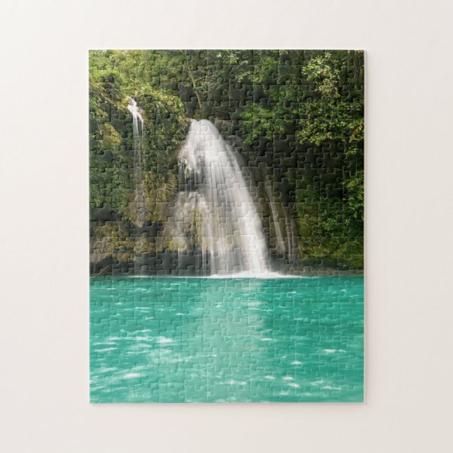 Schöne Farbenfrohe tropische Wasserfall Natur Puzzle (Vertikal)