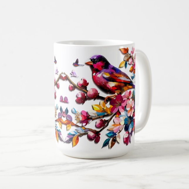 Schöne farbenfrohe Vögel im Sommer Boho Kaffeetasse (VorderseiteRechts)
