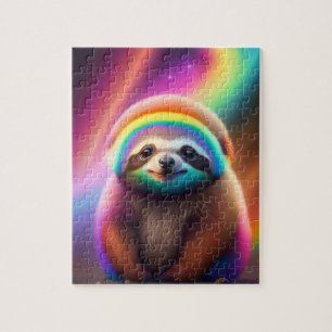 Schöne farbenfrohe Watercolor Baby Sloth Puzzle