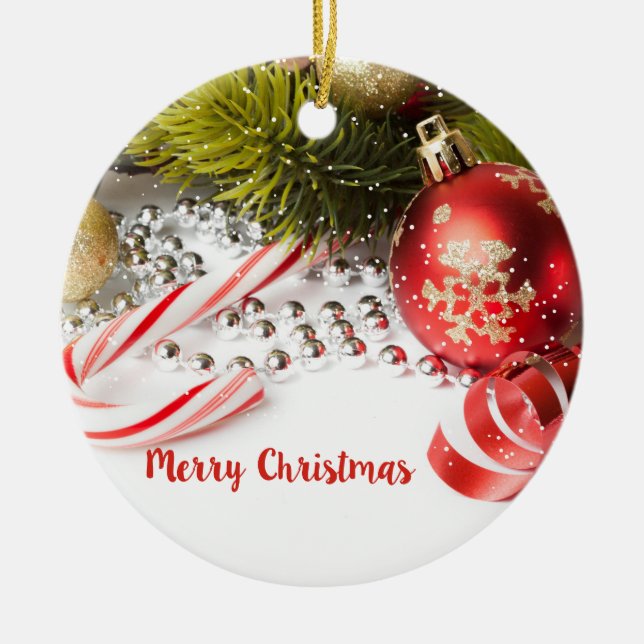 Schöne, farbenfrohe Weihnachtsdekoration Keramik Ornament (Vorne)