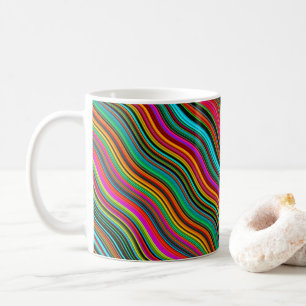 Schöne farbenfrohe wellige Streifenmuster Tasse