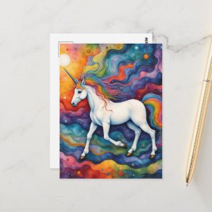 Schöne Farbige Einhorn-Fantasy Postkarte