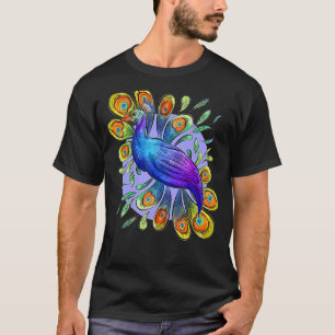 Schöne farbige Pfauenvögel Tierdiagramm T-Shirt