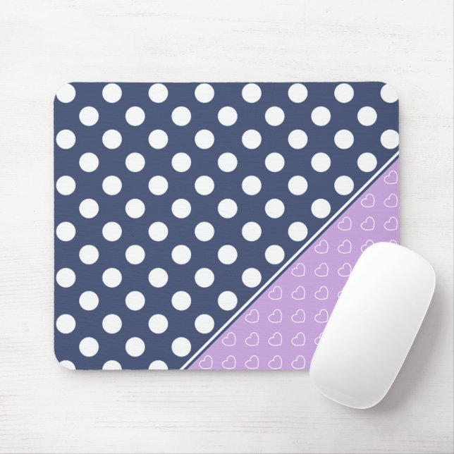 Schöne Farbtöne von Blauen und Lilac Polka Punkten Mousepad (Mit Mouse)