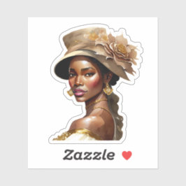 Schöne Farbweibchen in Vintagem Flower Hat Aufkleber