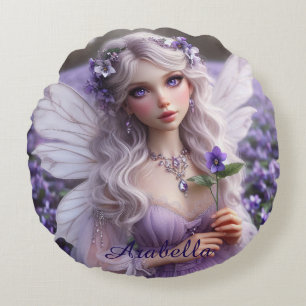 Schöne Februar Fee in Violets Rundes Kissen
