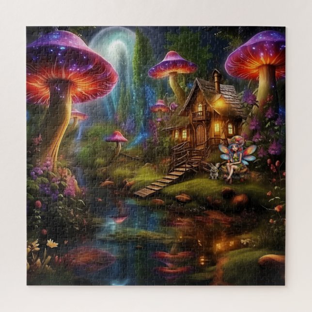 Schöne Fee in ihrem Waldhaus Puzzle (Vertikal)