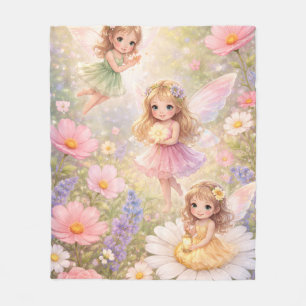 Schöne Fee und Blumen Fleecedecke