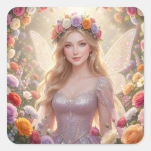 Schöne Feenprinzessin Quadratischer Aufkleber