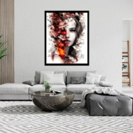 Schöne Female Blume Fantasie Abstrakt Poster
