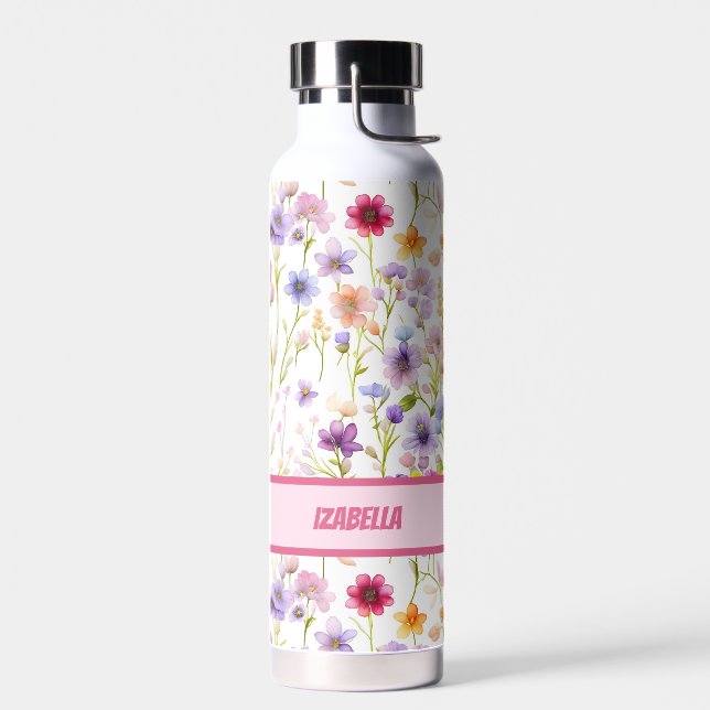 Schöne Feminine Rosa Frühlingsblumen Girl Trinkflasche (Links)