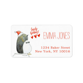 Schöne Ferien | Niedliche Penguin Weihnachten Adressaufkleber