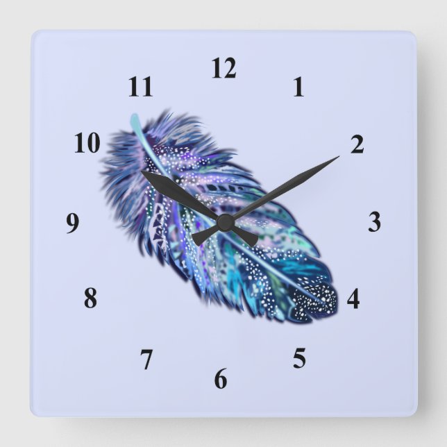 Schöne Fether - Wählen Sie Ihre Farbe Quadratische Wanduhr (Vorderseite)