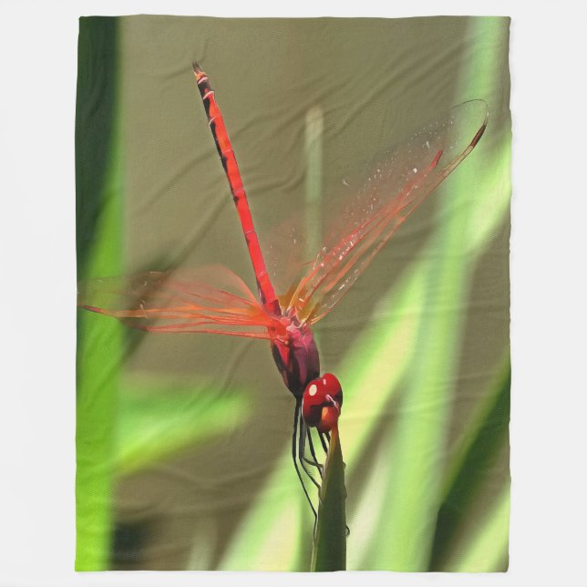 Schöne Firecracker Dragonfly Akryllische Malerei Fleecedecke (Vorderseite)