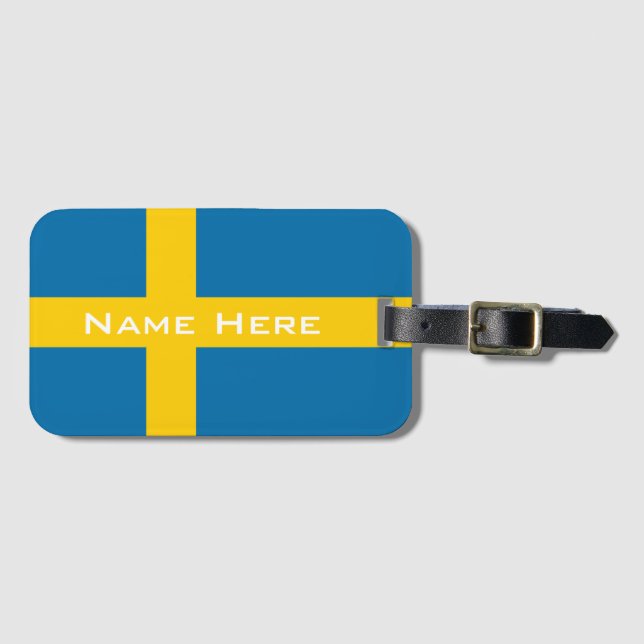 Schöne Flagge Schwedens mit Monogramm Gepäckanhänger (Vorderseite (Horizontal))
