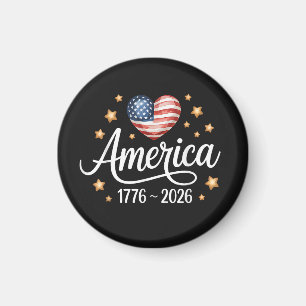 Schöne Flaggenherz 1776-2026 4. Juli 250.  Magnet