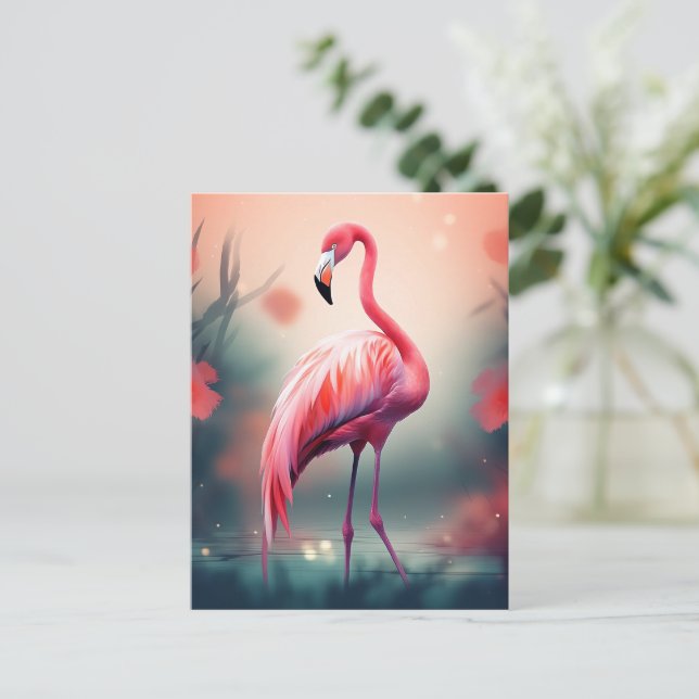 Schöne Flamingo AI generiert Postkarte (Stehend Vorderseite)