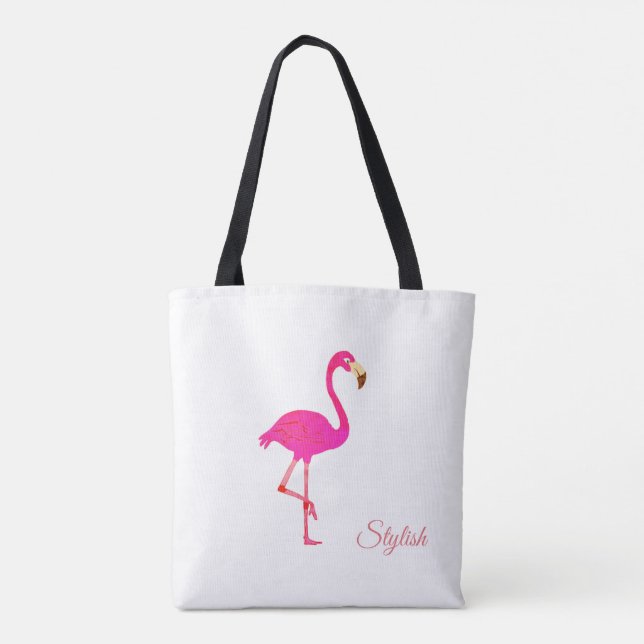 Schöne Flamingo & Stilkalligraphie auf Weiß (Rückseite)