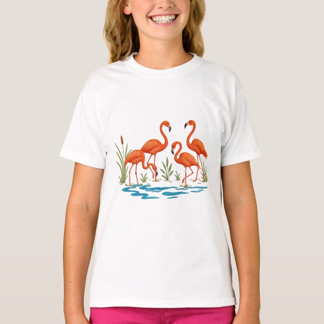 Schöne Flamingos im See  T-Shirt (Vorderseite)
