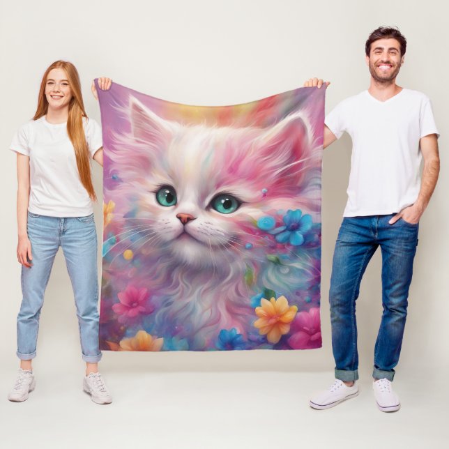Schöne, flauschig weiße Katze Fleecedecke (Beispiel)