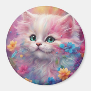 Schöne, flauschig weiße Katze Magnet