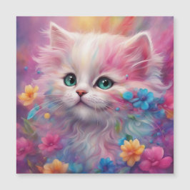 Schöne, flauschig weiße Katze Magnetkarte