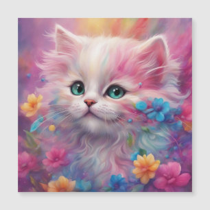 Schöne, flauschig weiße Katze Magnetkarte