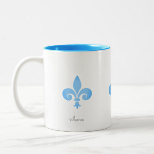 Schöne Fleur-de-lis-Blume in Türkis Zweifarbige Tasse