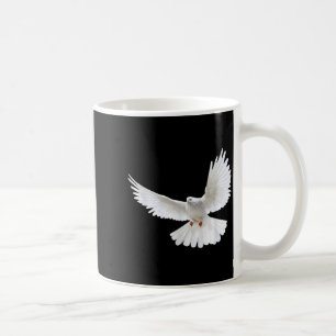 Schöne fliegende friedliche weiße Taube Foto Silho Kaffeetasse