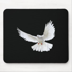 Schöne fliegende friedliche weiße Taubenfoto-Silho Mousepad