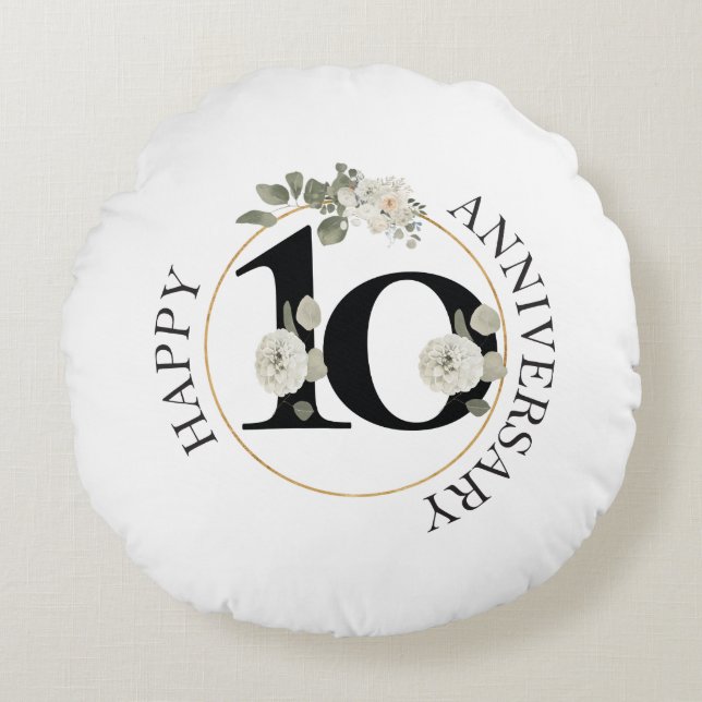 Schöne Flora 10. JAHRESTAG Rundes Kissen (Vorderseite)