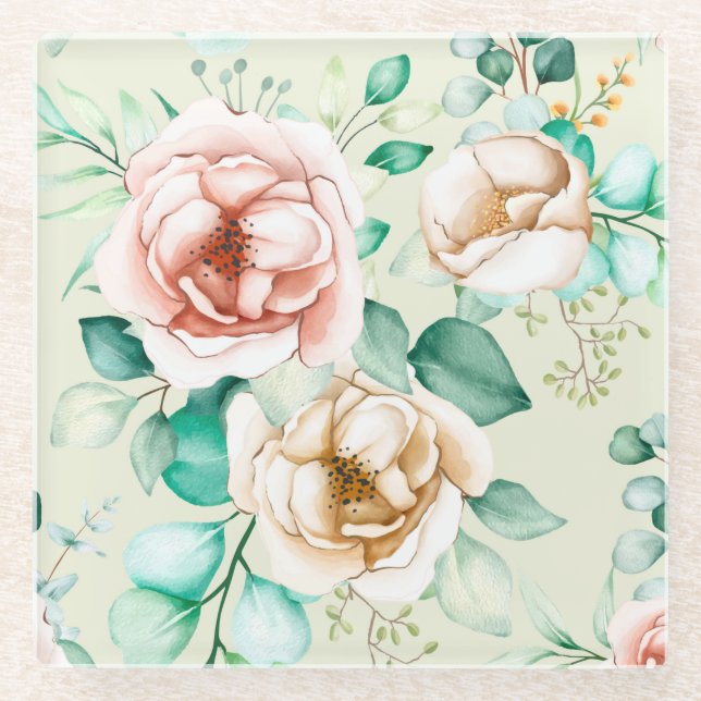 Schöne Flora Glasuntersetzer (Vorderseite)