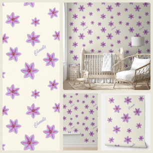 Schöne Flora Lilac Pink Clematis Blumencreme Tapete