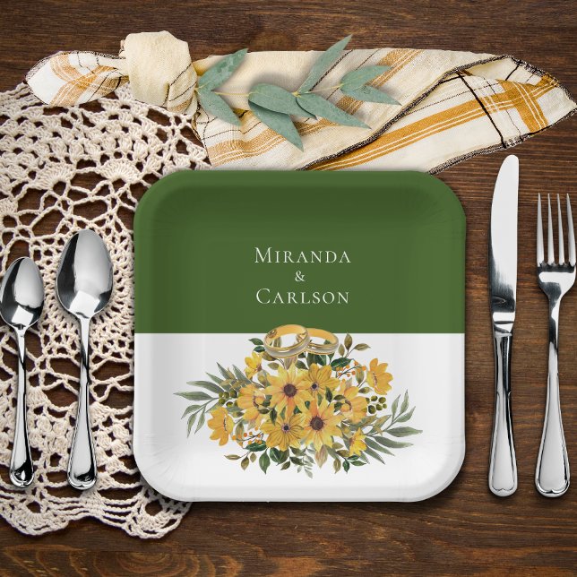 Schöne Flora mit Rings Wedding Pappteller (Von Creator hochgeladen)