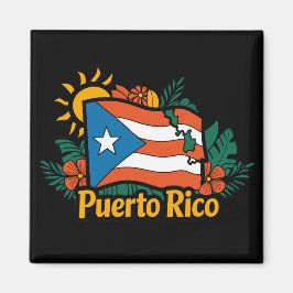 Schöne Flora Puerto Rico Flag Kunstwerk Magnet