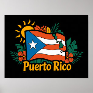Schöne Flora Puerto Rico Flag Kunstwerk Poster