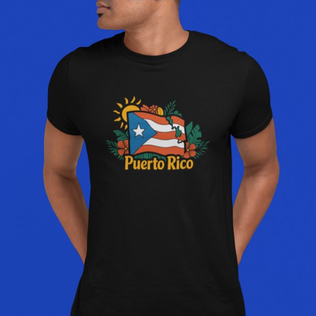 Schöne Flora Puerto Rico Flag Kunstwerk T-Shirt (Beautiful Floral Puerto Rico Flag Artwork T-Shirt)